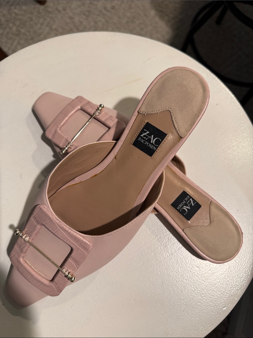 ZAC Zac Posen Blush Pink Buckle Slip-On Mules